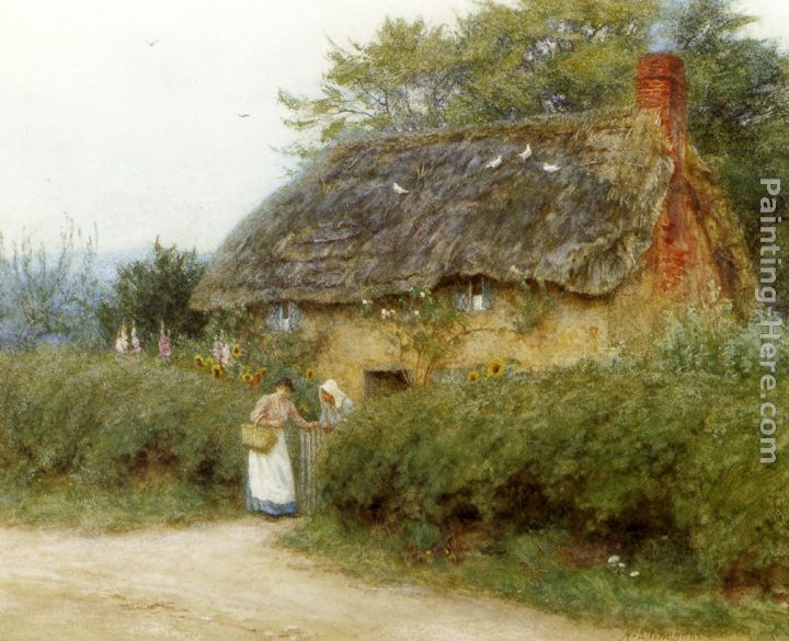 A Cottage With Sunflowers At Peaslake painting - Helen Mary Elizabeth Allingham A Cottage With Sunflowers At Peaslake art painting